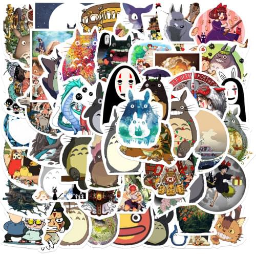 25/50PCS Japanese Anime Stickers Ghibli Hayao Miyazaki Totoro Spirited Away Princess Mononoke KiKi Stationery Sticker