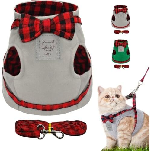 Cat Kitten Harness Nylon Puppy Small Dogs Vest Bowknot Cats Pet Harnesses and Leash Set