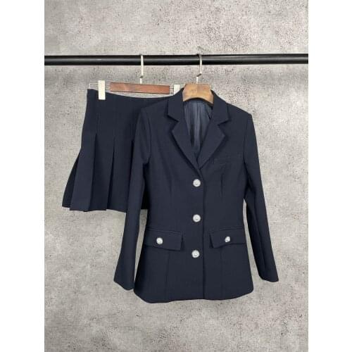 New ladies fashion 2021 suit jacket + pleated skirt 2-piece set 1231