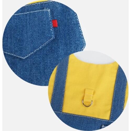Pet Rabbit Clothes Denim Jacket Coat Small Animal Harness Leash Vest Bag Hat Set R2JC