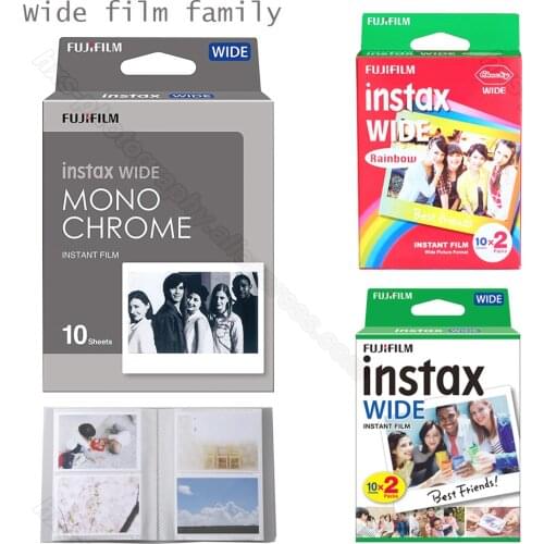 Genuine Fujifilm Instax Wide Film Monochrome/White/Rainbow For Fuji Instant Polaroid Instax Wide Camera 300/200/210/100/500AF