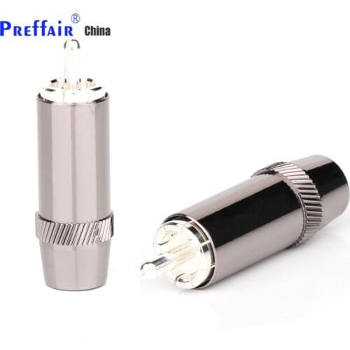 8PCS R1737 Silver Plated Audio RCA Plug 8mm Cable Silver Connector HIFI