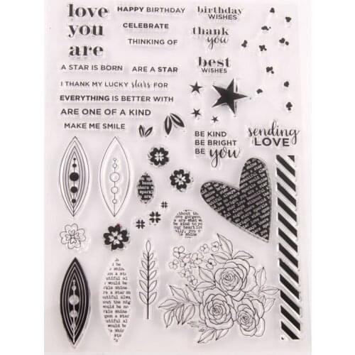 Clear Stamps Love Heart Flower Stamps Transparent Silicone Stamp Seal for DIY Scrapbooking Card Making