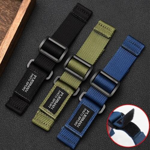 Velcro nylon watchband outdoor sports strap bracelet for S-eiko 20 22 24mm black armygreen blue wristwatches band
