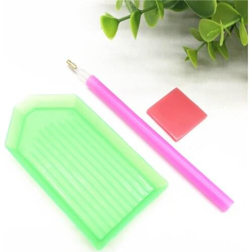 3pcs Nail Art Drill Pen 5D Diamond Painting Tools Point Drill Pen Crayon Kit With Tray Mortar For Nail Art DIY Decoration Tools