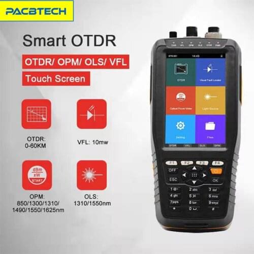 Touch Screen 60KM Handy Fiber Optic OTDR Tester 1310 1550nm 22 20dB Built in VFL Optical Power Meter Light Source TM290