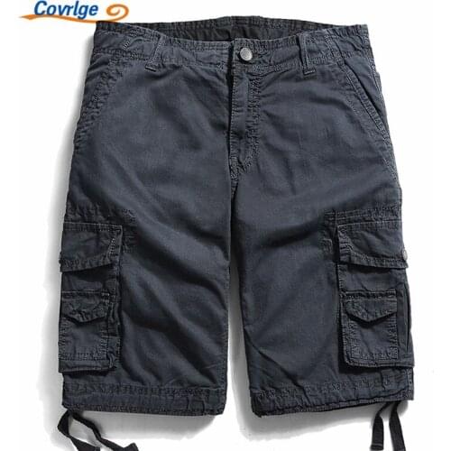 Covrlge Brand Summer Cargo Shorts Fashion Cotton Plus Size Mens Short Pants Men Breeches Shorts Casual Loose Boardshorts MKD016
