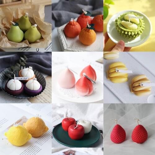 Fruits Shape Silicone Candle Mold Apple Banana Aroma Plaster Crafts Mold Lemon Handmade Scented Candle Soap Mould