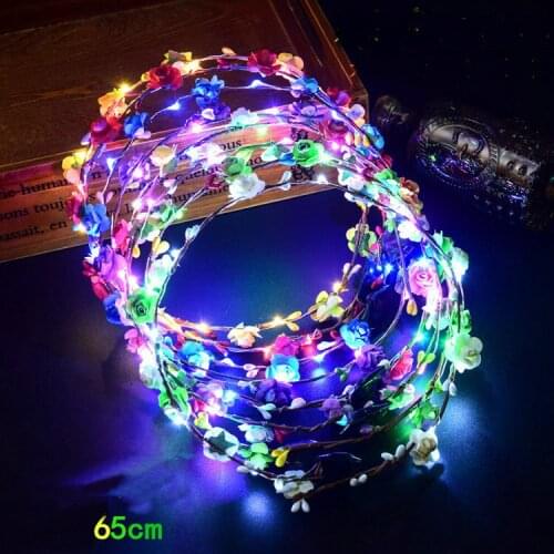 Glowing Garland Headwear Led Light Floral Rattan Head Flower Headband Crown Bride Wedding Party Wreath Hair Accessory Wholesale