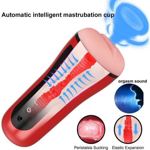 Intelligent Automatic Male Masturbator Cup Orgasm Sound Realistic Vagina Blowjob Stroker Vibrating Oral Sex Toy Pocket Pussy