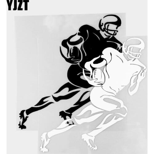 YJZT 17.0×18.2CM Vinyl Decal Car Sticker Cool Rugby Player Pattern Black/Silver 20A-0269
