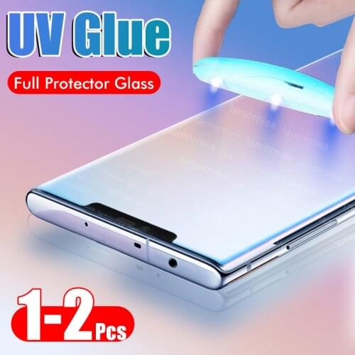 2PCS UV Glue Tempered Glass For Huawei P30 P20 Pro Lite UV Liquid Full Glue Screen Protector For Huawei Mate 20 30 P20 P30 Lite