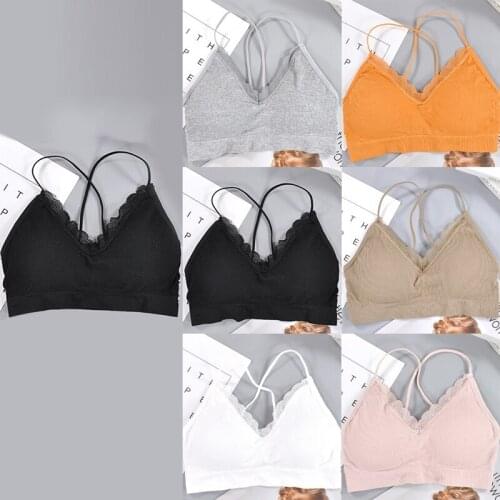 Womens No Steel Ring Sexy Lace Edge Beauty Back Yoga Sports Bra One Size