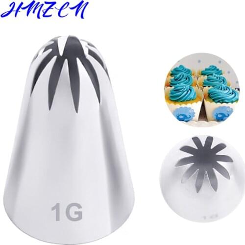 1PCS 1G# Russian Tips Pastry Large Size Cream Steel Stainless Nozzle Icing Piping Set Rose Decorating Cupcake Cakes Baking Tools