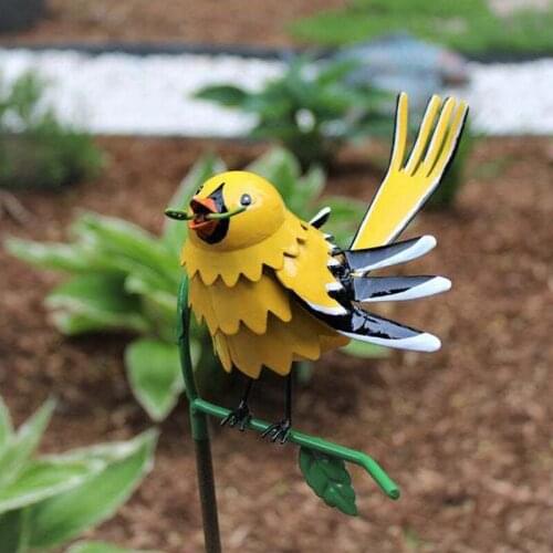 1pc Garden Decoration Statue Happy Bird Garden Branch Plug-in Garden Accessories Statue Creative Props Crafts For Home Decor