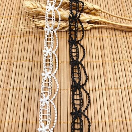 1Yards Latest Cotton Lace Embroidery Lace Fabric For Sewing Clothing Collar 1.7cm Ribbon Trimmings Wedding dentelle encajes LA24