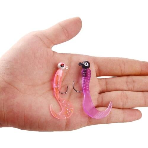 17Pcs Soft Fishing Lure Tail Jig Head Hook Soft Bait60mm Artificial Bait Artificial Bait Saltwater Sea Bass Swimbait Tackle Gear