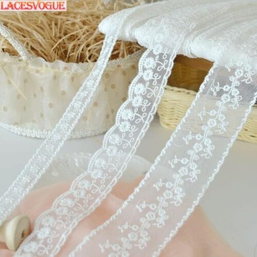 19yards 2-5cm Mesh cotton embroidery Lace fabric Handmade DIY Garment needlework sewing accessories Clothing Decoration 358