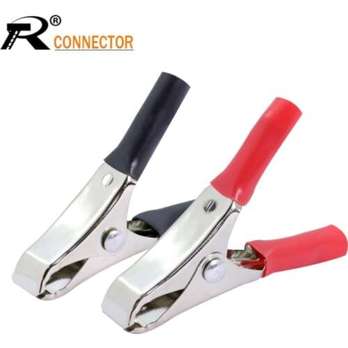 2Pcs 30A Red Black Crocodile Clamps 72mm Alligator Clip Handle Cable Lead Testing Battery Test Lead High Quality Clamp
