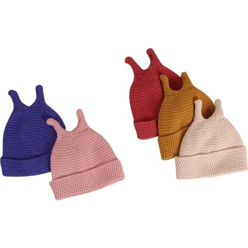 2021 Baby Winter Knit Hat Soft Warm Crochet Beanie Cap with Cute Horn Design for Boys Girls