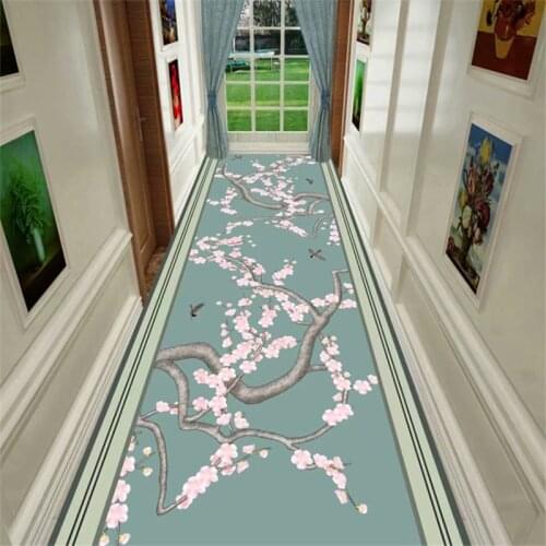 3D Nordic Flower Hallway Carpet Modern Floor Runners Rug Bedroom Long Corridor Anti-Slip Rug for Home Hotel Aisle Party Wedding