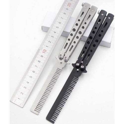 50pcs new Cool Sport Stainless Steel Practice Training Butterfly Style Knife Comb fashion