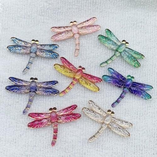 Colorful Resin Dragonfly Brooches for Women Summer Style Color Insect Pin Fashion Jewelry DIY Good Gift 31*45mm 8pcs -B63A