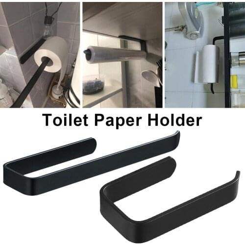 Acrylic Toilet Paper Holder Wall-Mounted Bathroom Kitchen Roll Paper Towel Holder Hook Modern Black Hanger Home Essentials