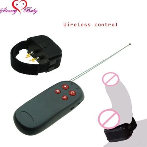 Electric Shock Penis Ring vibrator Wireless Host with Sound Light electro shock sex toys electro stimulation sex toys for TENS