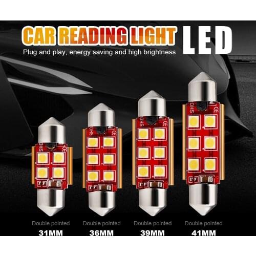 EURS 6pcs Festoon Led Light 31mm 36mm 39mm 41mm C5W C10W 3030 LED CANBUS No Error Auto Interior Dome Lamp Reading Bulb White 12V