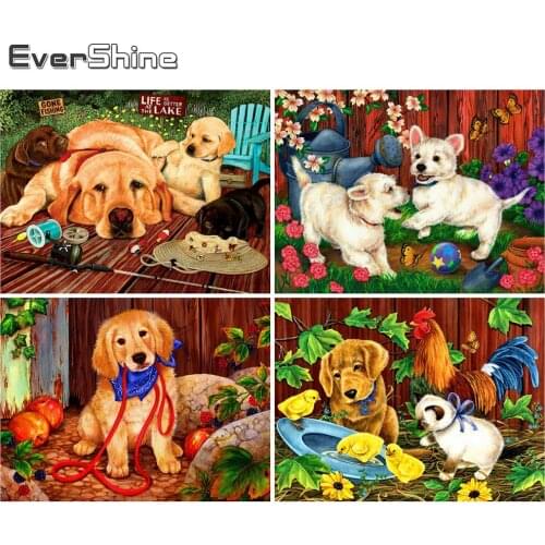 Evershine 5D DIY Diamond Painting Dog Full Square Diamond Embroidery Animal Crafts Kit Christmas Decorations