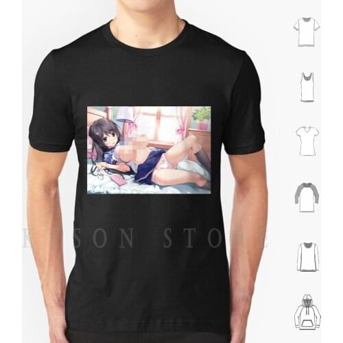 Waifu On Bed T Shirt Cotton Men Diy Print Waifu Japanese Girls Anime Manga Hentai Senpai Ecchi Pantsu Kawaii Weeb