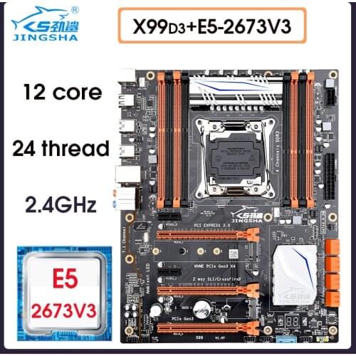 JINGSHA X99 Lga 2011-V3 Motherboard Set With Xeon E5 2673 V3 CPU 4-Channel Ddr3 256G Ram,M.2 Ssd,Sata3.0,Usb3.0,Pcie 16X