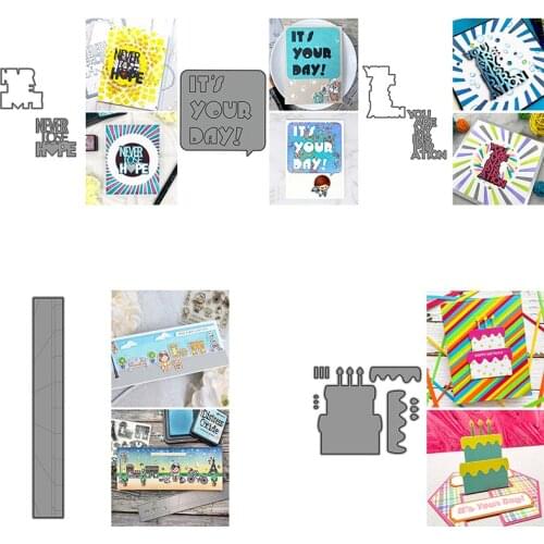 Metal Cutting Dies English Words Phrase Dialogue Frame Layered Birthday Cake Slimline Border DIY Scrapbooking Embossing Dies