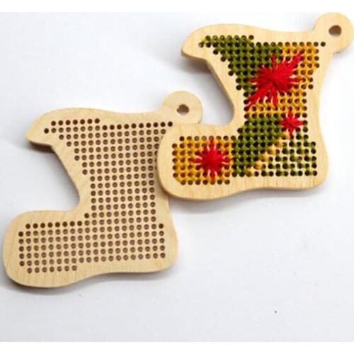 Free shipping 50 pcs Boot Laser cut wood cross stitch kit blank wood craft