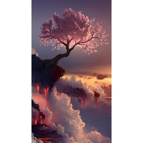New 5d DIY Diamond Painting Scenic cherry Flower tree Full Square Drill Mosaic Cross Stitch Diamond Embroidery home Decor TY94