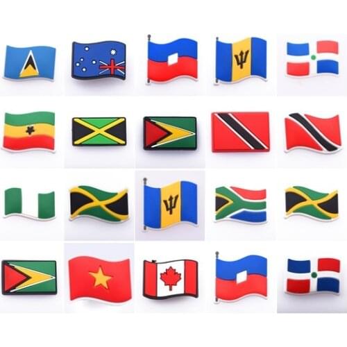 New Arrival 1PCS National Flag Croc Charms PVC Shoes Decoration For Croc Accessories For Kids X-MAS Party Gifts