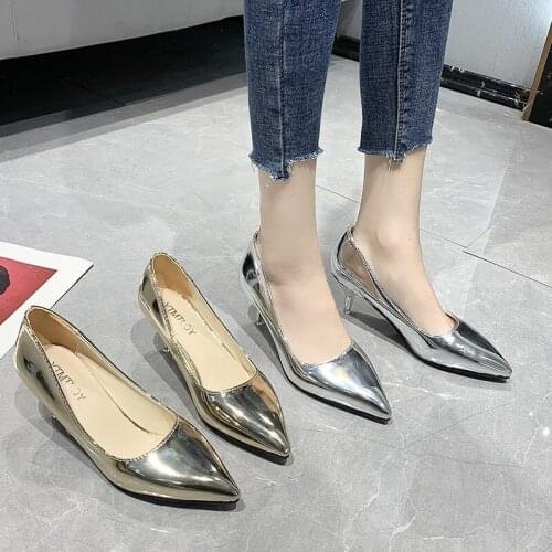 Pointed gold and silver low-heel womens shoes plus size 9.5 10 10.5