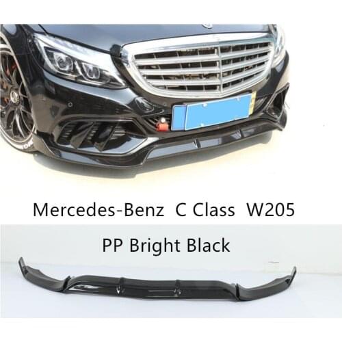 Front Lip Spoiler For Mercedes-Benz C Class W205 C180 C200 C260 C300 2015-2019 High Quality PP Black Bumper Diffuser Spoilers