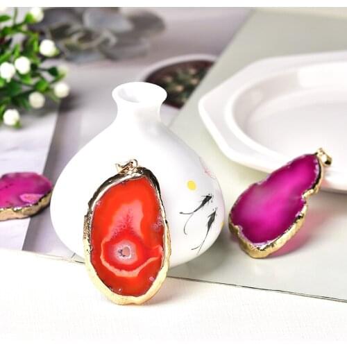 1PC Fashion Natural Agate Tablets Pendant Colourful Raw Mineral Healing Stone Love Gems Increase Charm For Unisex Jewelry Gifts