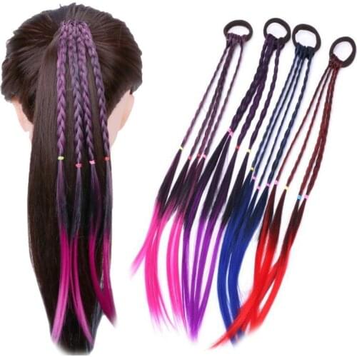 New Girls Colorful Wigs Ponytail Kids Hair Accessories Head Band Hair Ornament Headbands Rubber Bands Beauty Hair Bands Headwear