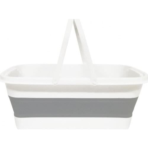 Gray folding laundry basket with handles 7house