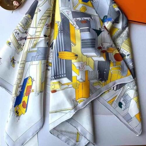 2020 new arrival spring autumn classic design 100% pure silk scarf twill hand made roll 90*90 cm shawl wrap for women lady