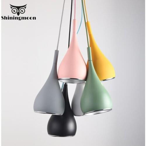 Modern LED Pendant Lights Industrial Aluminum Lampshade Pendant Lamp Dining Room Home Decor Nordic Colour Kitchen Hanging Lamp