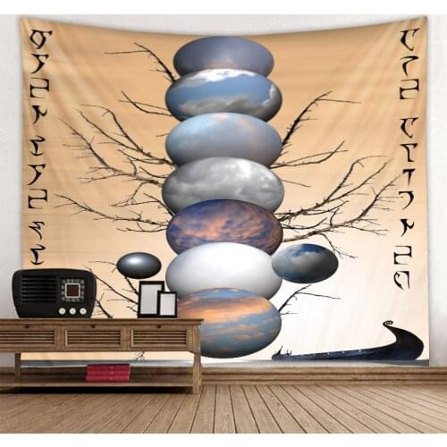 Mysterious rune art tapestry planet meditation psychedelic wall-mounted home decoration tapestry bohemian hippie decoration