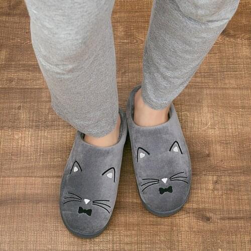 Warm mens slippers short plush flock home slippers for men hard-wearing non-slip sewing soft male shoes