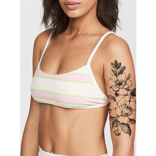 Waterproof Temporary Tattoo Sticker Black Flowers Stamen Bud Jewelry Fake Tattoos Flash Tatoo Arm Legs Body Art for Girl Women