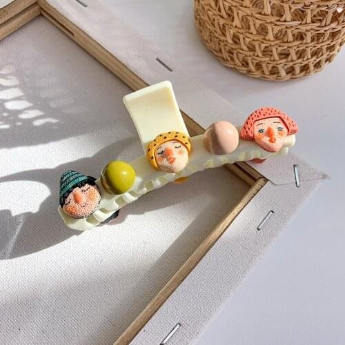 2021 New Japan Korean Cartoon Face Large Hair Claws Elegant Crab Headwear for Women Girls Hair Accessories Clips Wholesale