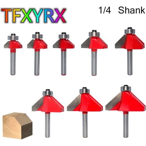 1pc 1/4 Inch Shank 45 Degree Chamfer Router Bit Edge Forming Bevel Milling Cutter for Wood Woodworking Tool