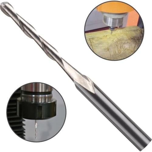 1PC Milling Cutter Woodwork Double Edge 3.175MM Solid Carbide 2mm Dia Spiral 2 Flutes Ball Nose End Mill CNC Engraving Bit Steel